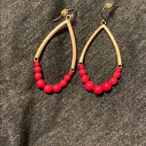 Gold and red earrings